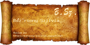 Bársony Szilvia névjegykártya